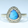 Natural Australian Boulder Opal Gold and Diamond Ring