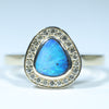 Natural Australian Solid Queensland Boulder Opal and Diamond Ring