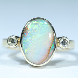 Natural Australian Queensland Pipe Opal Gold and Diamond Ring