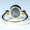 Lightning Ridge Black Opal and Diamond  Gold Ring Size 6.75 Code - T04