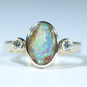 Natural Australian Pipe Opal Gold and Diamond Ring - Australian Opal Shop