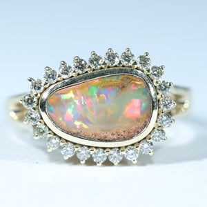 Gold and Diamond Opal Ring - Australian Opal Shop - Gold Coast