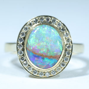 Natural Australian Pipe Opal Gold and Diamond Ring - Australian Opal Shop