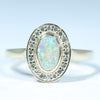 Natural Australian Solid Queensland Crystal Opal Gold and Diamond Ring