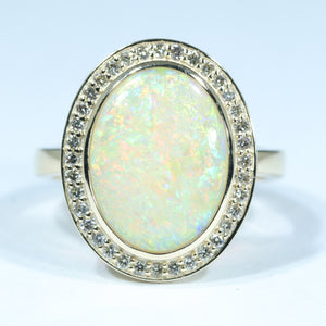 Natural Australian Boulder Opal Gold and Diamond Ring