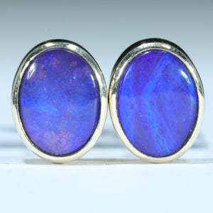 Natural Australian Boulder Opal Gold Studs - Australian Opal Shop