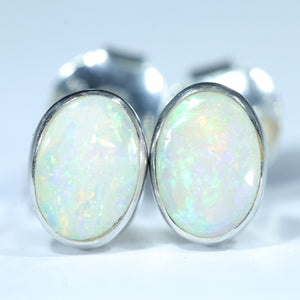 Natural Australian Coober Pedy Crystal Opal Studs - Australian Opal Shop