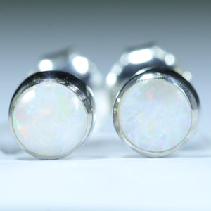 Natural Australian White Opal Silver Studs