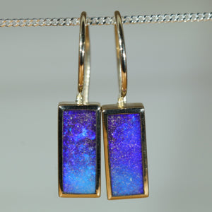 Natural Australian Boulder Opal Gold Earrings - Australian Opal Shop