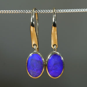 Natural Australian Boulder Opal Gold Earrings - Australian Opal Shop