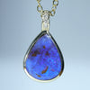 Natural Australian Boulder Opal Gold and Diamond Pendant