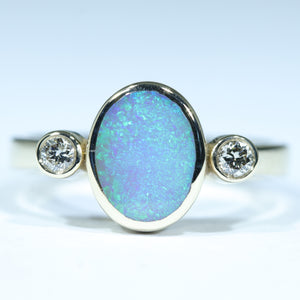 Natural Australian Lightning Ridge Dark Opal Ring 