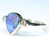 Natural Australian Lightning Ridge Crystal  Opal Ring - Diamonds