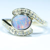 Natural Solid Australian Boulder Opal and Diamond Gold Ring - Size 6.5 US Code - EM229