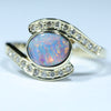 Natural Solid Australian Boulder Opal and Diamond Gold Ring - Size 6.5 US Code - EM229