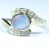 Natural Solid Australian Boulder Opal and Diamond Gold Ring - Size 6.5 US Code - EM229