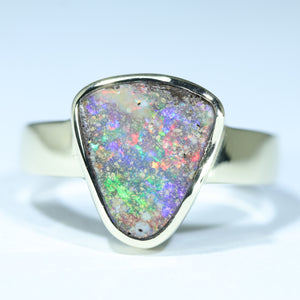 Naturtal Queensland Boulder Opal Gold Ring 