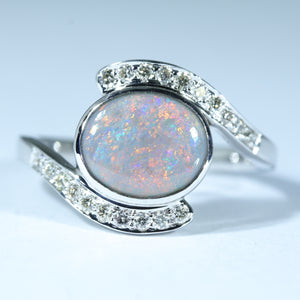 Lightning Ridge Solid Dark Opal White Gold  Ring 