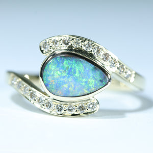 Australian Boulder Opal and Diamond Gold Ring 