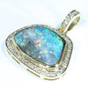 Soild Australian Opal and Diamond 18K Gold Pendant