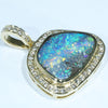 Soild Australian Opal and Diamond 18K Gold Pendant