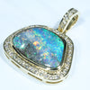 Soild Australian Opal and Diamond 18K Gold Pendant