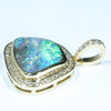 Soild Australian Opal and Diamond 18K Gold Pendant