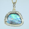 Soild Australian Opal and Diamond 18K Gold Pendant