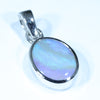 Australian Solid Dark Opal Silver Pendant with Silver Chain (10.5mm x 8mm) Code - FF281