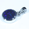 Australian Solid Black Opal Silver Pendant with Silver Chain (9.5mm x 9.5mm)  Code - FF287