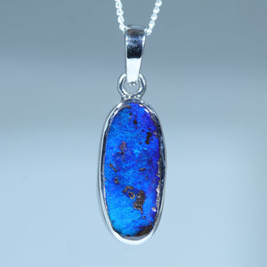 Natural Australian Boulder Opal Silver Pendant