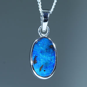 Natural Australian Boulder Opal Silver Pendant