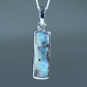 Natural Ausatralian Boulder Opal Silver Pendant