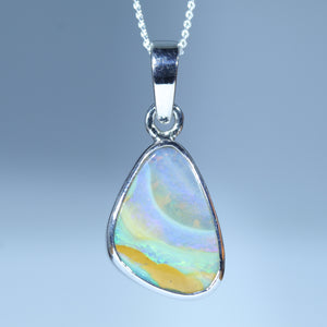 Natural Australian Boulder Opal Silver Pendant