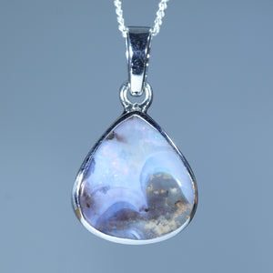 Natural Australian Boulder Opal Silver Pendant