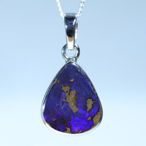 Natural Australian Boulder Opal Silver Pendant