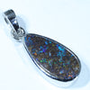 Australian Boulder Opal Silver Pendant with Silver Chain (14.5mm x 7mm) Code - FF263