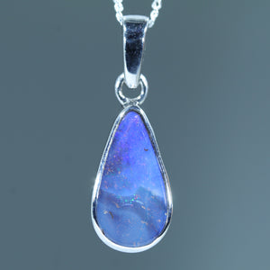 Natural Australian Boulder Opal Silver Pendant