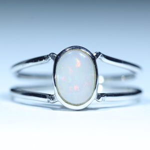 Natural Australian Coober Pedy Silver Opal Ring