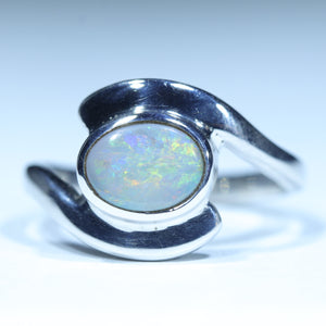 Natural Australian Lightning Ridge Silver Opal Ring