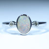 Natural Australian Boulder Opal Silver and Diamond Ring