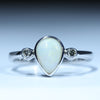 Natural Australian White Opal Silver and Diamond Ring