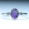 Australian Solid Boulder Opal and Diamond Silver Ring - Size 9 Code CC171