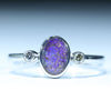 Australian Solid Boulder Opal and Diamond Silver Ring - Size 9 Code CC171