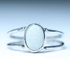 Natural Australian White Opal Silver Ring