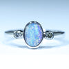 Natural Australian Boulder Opal Silver and Diamond Ring