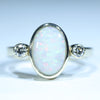 Natural Australian White Opal Gold and Diamond Ring