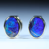 Natural Australian Boulder Opal Gold Studs