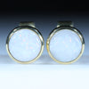 Natural Australian White Opal Gold Stud Earrings