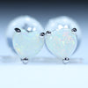 Natural Australian Heart Coober Pedy White Opal White Gold Stud Earrings